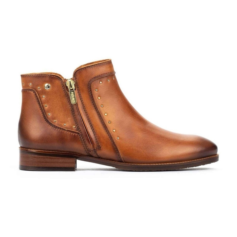 Pikolinos‎ Royal Embellished Premium Leather Ankle Zip Boots Brown Bootie